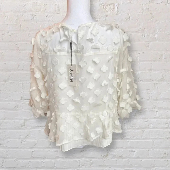 WHY Dress See Through 3D Pattern Blouse Top, M - Picture 4 of 7